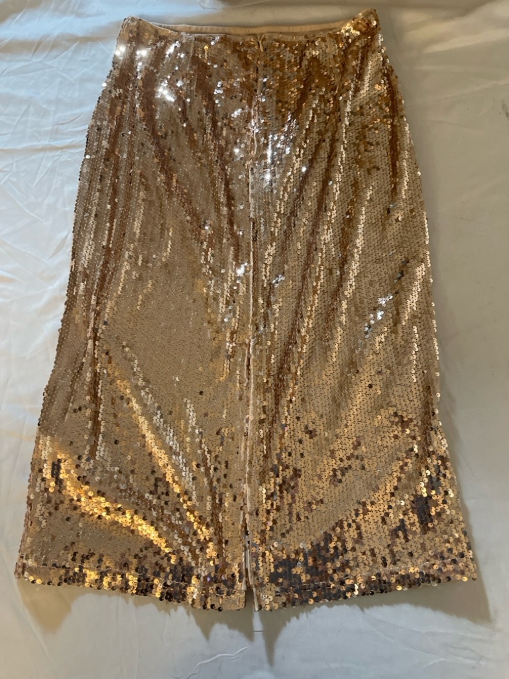 SHEIN Gold Sequin Midi Skirt Women’s Medium US 6 Sparkly Party Holiday Glam - Picture 11 of 11